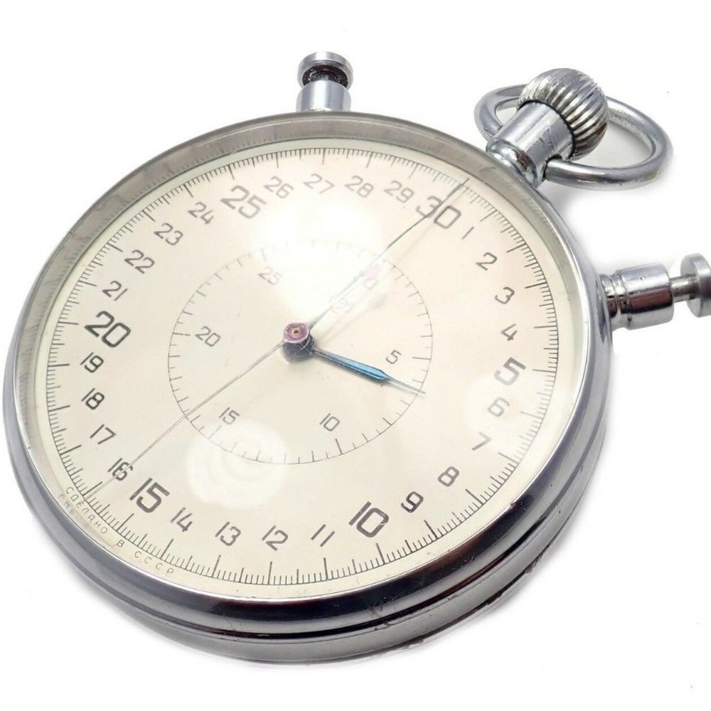 Vintage Slava USSR Soviet Russian Stopwatch Stop Watch 1970's 20j 1-52​